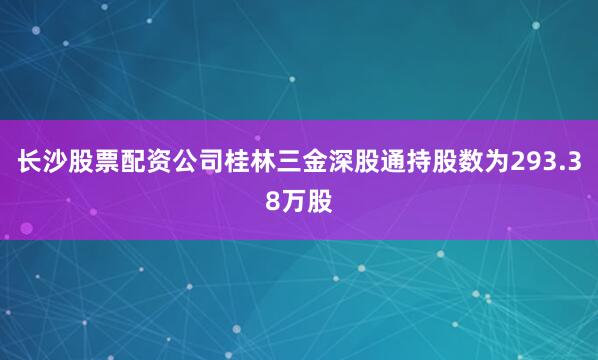 长沙股票配资公司桂林三金深股通持股数为293.38万股