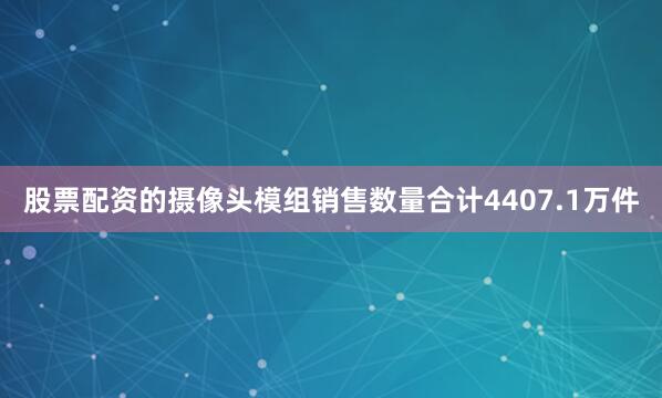 股票配资的摄像头模组销售数量合计4407.1万件