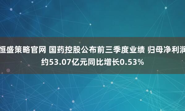 恒盛策略官网 国药控股公布前三季度业绩 归母净利润约53.07亿元同比增长0.53%