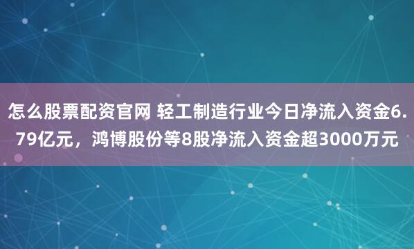 怎么股票配资官网 轻工制造行业今日净流入资金6.79亿元，鸿博股份等8股净流入资金超3000万元